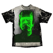 FRANKENSTEIN "DRIP" GREEN T-SHIRT ACID WASH BLACK