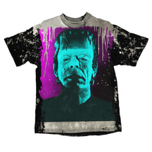 FRANKENSTEIN "DRIP" BLUE/PURPLE T-SHIRT ACID WASH BLACK