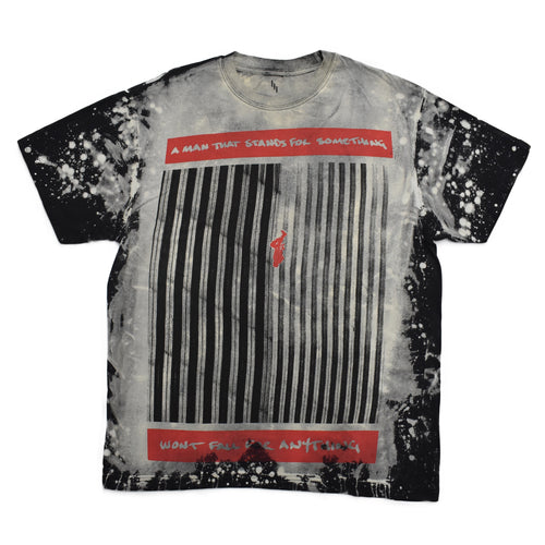 A MAN THAT STANDS FOR NOTHING WONT FALL FOR ANYTHING T-SHIRT ACID WASH BLACK
