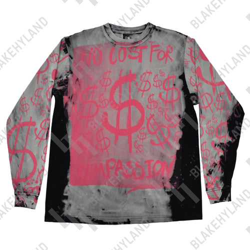 NO COST LONG SLEEVE T-SHIRT ACID WASH PINK