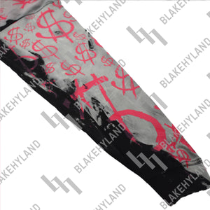 NO COST LONG SLEEVE T-SHIRT ACID WASH PINK