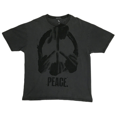 PEACE BLACK ON FADED GREY VINTAGE BLANK T-SHIRT L XL