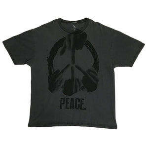 PEACE BLACK ON FADED GREY VINTAGE BLANK T-SHIRT L XL