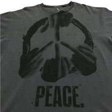 PEACE BLACK ON FADED GREY VINTAGE BLANK T-SHIRT L XL