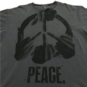 PEACE BLACK ON FADED GREY VINTAGE BLANK T-SHIRT L XL