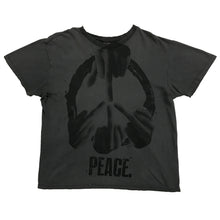 PEACE BLACK ON FADED GREY VINTAGE BLANK T-SHIRT M