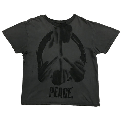 PEACE BLACK ON FADED GREY VINTAGE BLANK T-SHIRT M