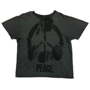 PEACE BLACK ON FADED GREY VINTAGE BLANK T-SHIRT M