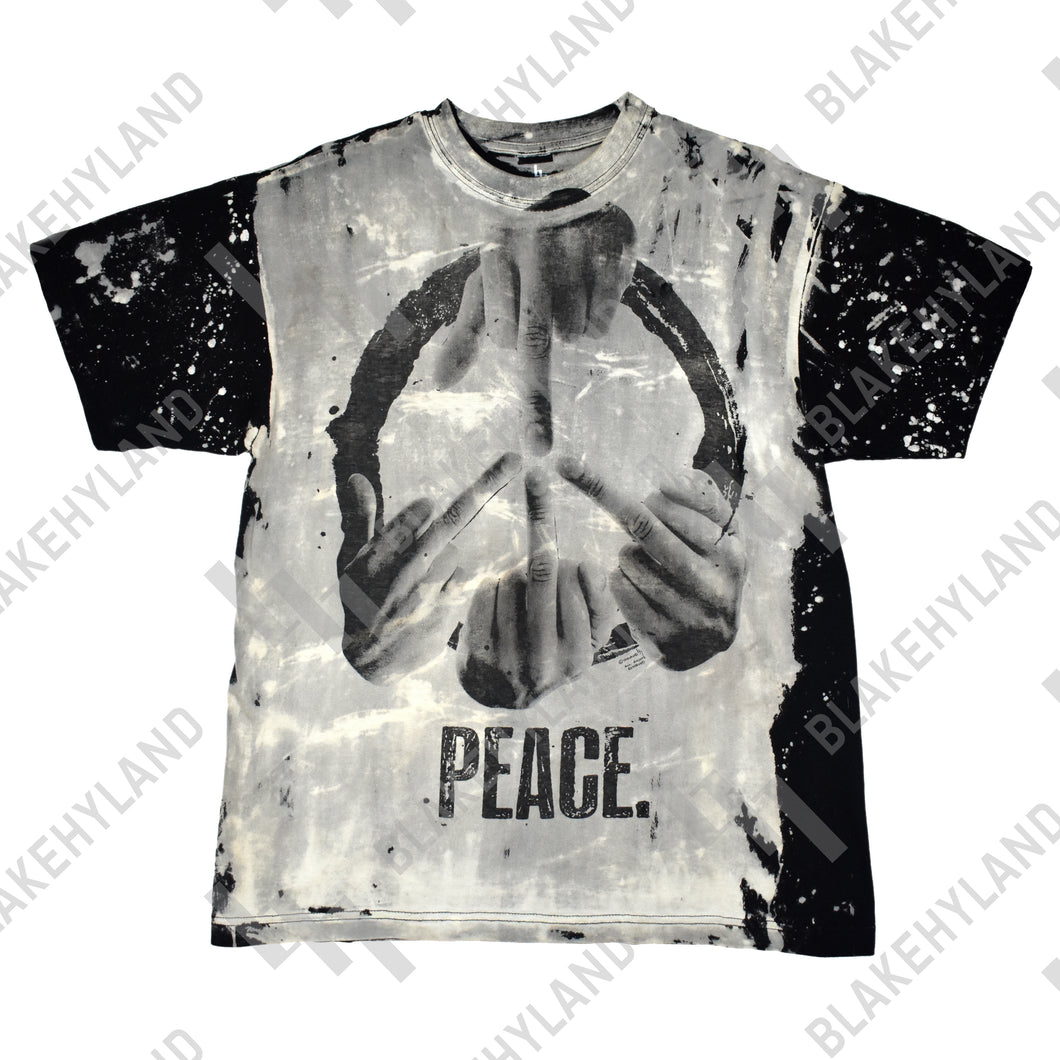 PEACE T-SHIRT ACID WASH BLACK