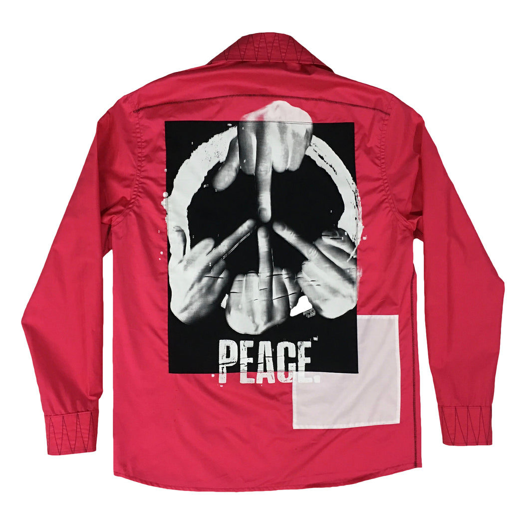 PEACE PATCHWORK MAGENTA DRESS SHIRT 1 OF 1